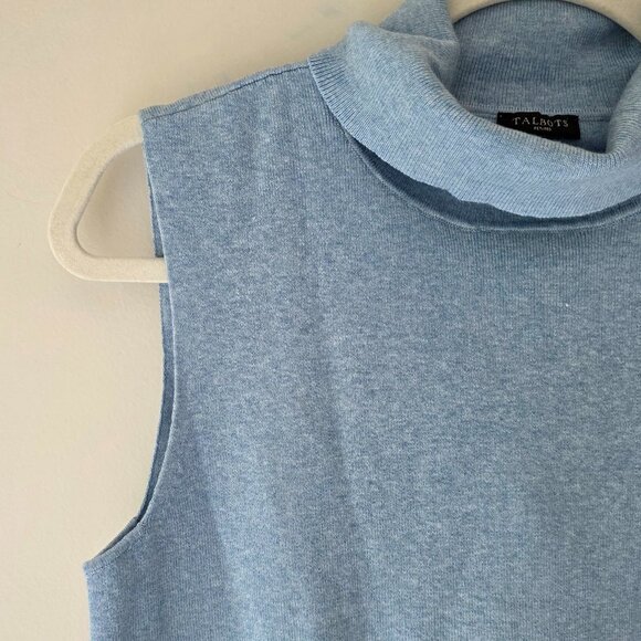TALBOTS Sleeveless Turtleneck Sweater | Light Blue | Size Large Petite Soft - Picture 2 of 7